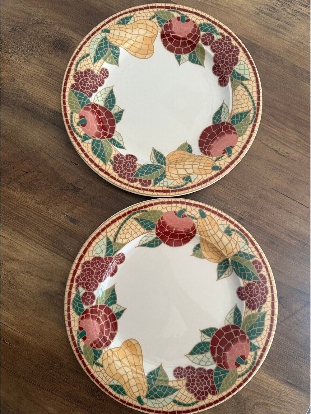 Pier 1 Mosaic Fruit Italian Earthenware Plates (Set of 2)